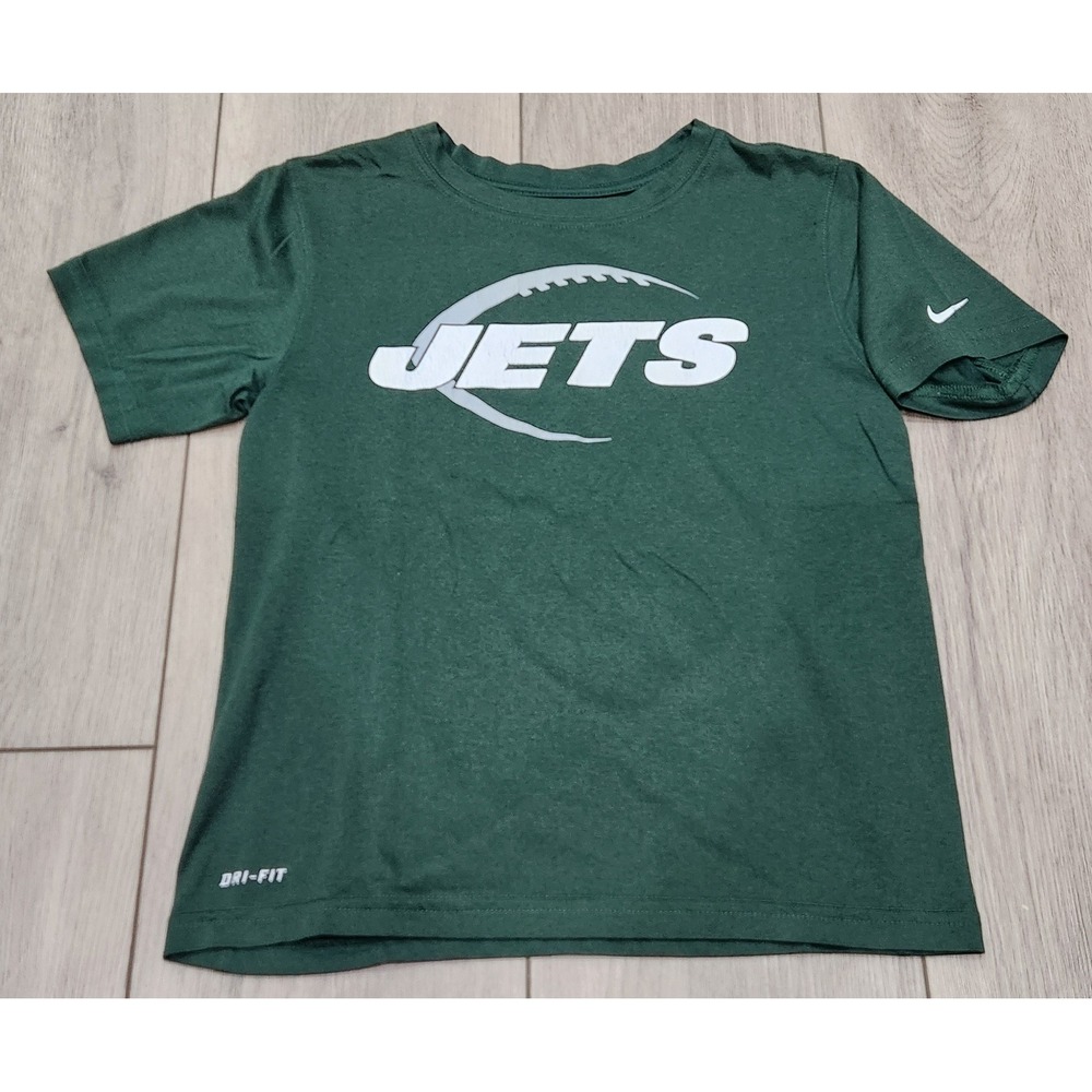Kids Nike New York Jets Dri Fit T Shirt Green NFL Team Apparel‎ Size M 5-6